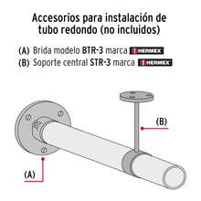 Cargar imagen en el visor de la galería, Tubo redondo para clóset, 3 m, acero cromado, HERMEX TR-530 (48974)