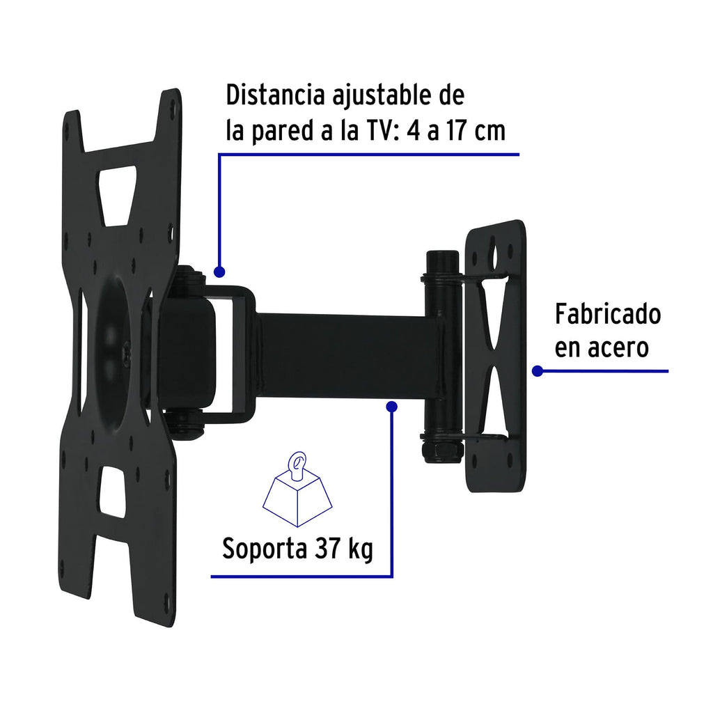 Soporte para pantallas 23" a 37" mov. angular y articulado, VOLTECK TVSM-37 (46094)