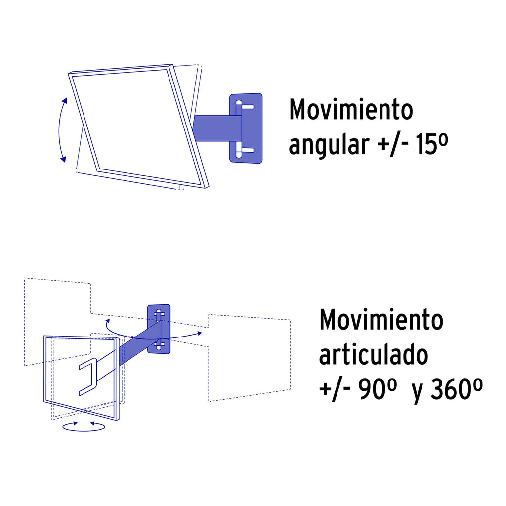 Soporte para pantallas 23" a 37" mov. angular y articulado, VOLTECK TVSM-37 (46094)