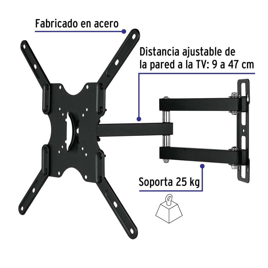 Soporte para pantallas 23" a 42" mov. angular y articulado, VOLTECK  TVSM-42 (46095)