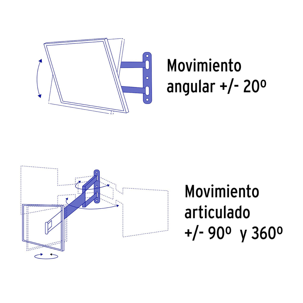 Soporte para pantallas 23" a 42" mov. angular y articulado, VOLTECK  TVSM-42 (46095)