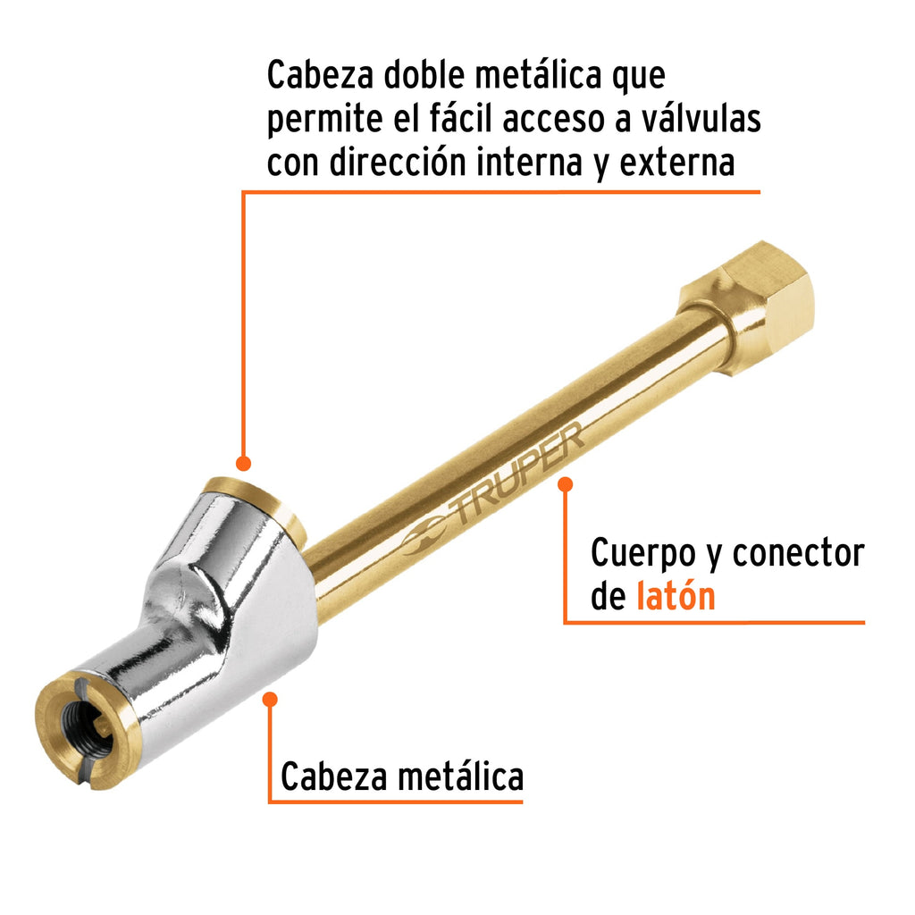 Inflador de cabeza doble, cuerda 1/4 NPT TRUPER VAL-INF-1/4 (19089)