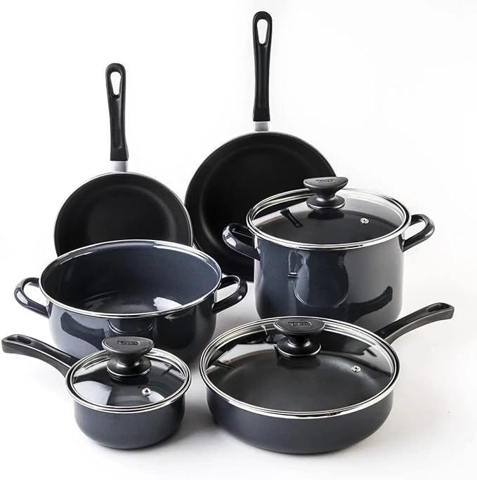 Batería de cocina mega optima 9 piezas, Cinsa color Negro