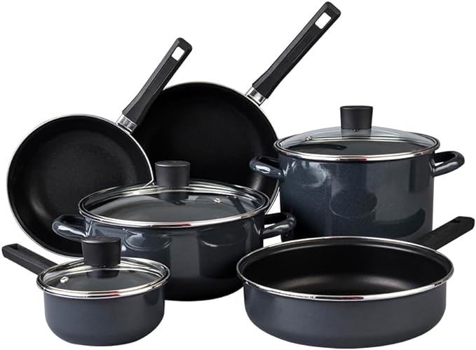 Batería de cocina mega optima 9 piezas, Cinsa color Negro