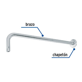 Brazo para regadera  recto 50cm /Cromo
